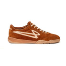 Lanzera Jackal indoor soccer shoe in Caramello with suede upper and gum sole.