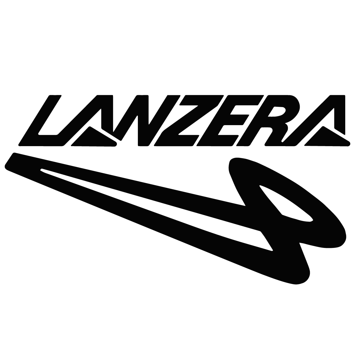 Lanzera logo with wordmark and Flying 4 emblem.